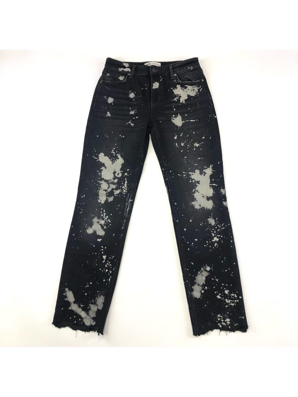 Zara black acid wash raw hem jeans Size 4